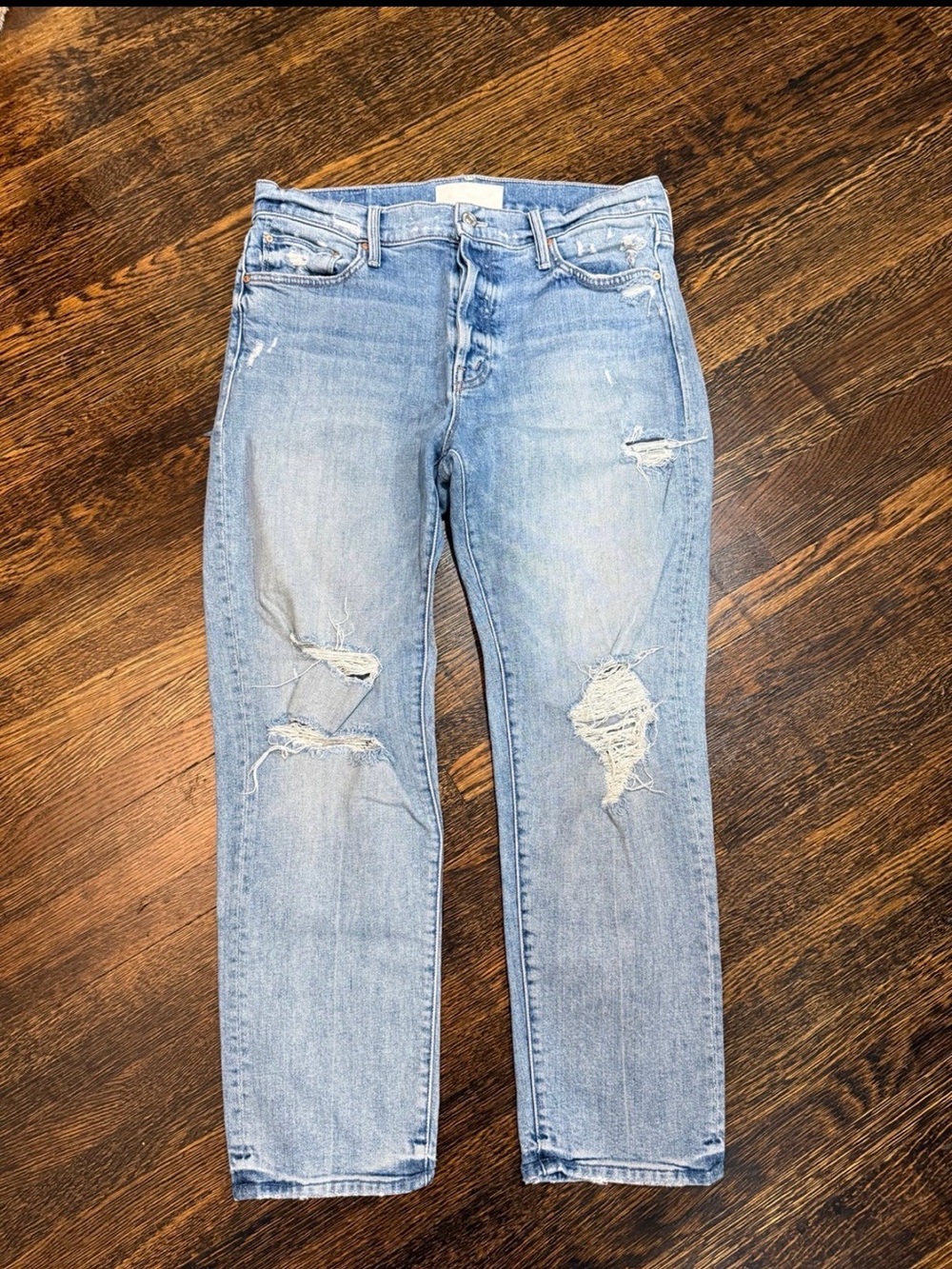 MOTHER Light Blue Distressed Boyfriend Jeans